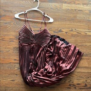Elegant Striped Burgundy Dress